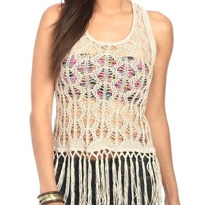 NWT Wet Seal Fringe Hem Crochet Tank